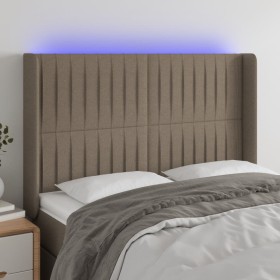 Headboard with LED in taupe gray fabric 147x16x118/128 cm by , Headboards and footboards - Ref: Foro24-3124288, Price: 125,99...