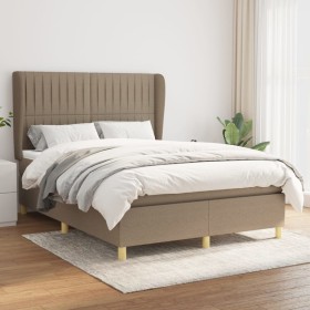 Box spring bed with taupe gray fabric mattress 140x190 cm by , Beds and slatted bases - Ref: Foro24-3128681, Price: 563,85 €,...