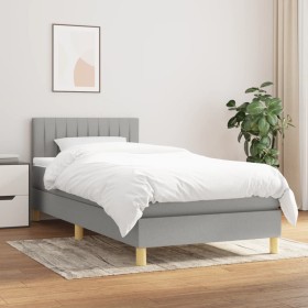 Box spring bed with light gray fabric mattress 80x200 cm by , Beds and slatted bases - Ref: Foro24-3140729, Price: 273,70 €, ...