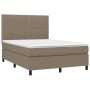 Box spring bed with taupe gray fabric mattress 140x190 cm by , Beds and slatted bases - Ref: Foro24-3141933, Price: 540,40 €,...