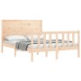 Double bed frame with solid wood headboard by , Beds and slatted bases - Ref: Foro24-3192721, Price: 141,99 €, Discount: %