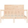 Double bed frame with solid wood headboard by , Beds and slatted bases - Ref: Foro24-3192721, Price: 141,99 €, Discount: %