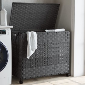 Gray rattan laundry basket with wheels 66x35x60 cm by , Laundry baskets - Ref: Foro24-372046, Price: 90,17 €, Discount: %