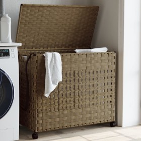 Rattan laundry basket with wheels 66x35x60 cm by , Laundry baskets - Ref: Foro24-372044, Price: 85,52 €, Discount: %