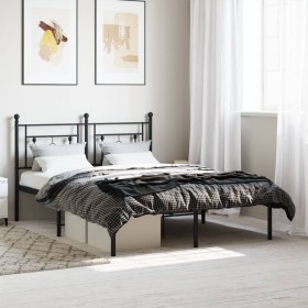 Estructura de cama con cabecero metal negro 140x200 cm de , Camas y somieres - Ref: Foro24-374340, Precio: 90,99 €, Descuento: %