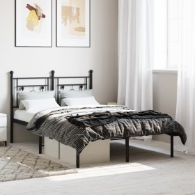 Bed frame with black metal headboard 120x200 cm by , Beds and slatted bases - Ref: Foro24-374337, Price: 91,99 €, Discount: %