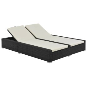 Schwarze Doppelliege aus synthetischem Rattan von vidaXL, Betten im Freien - Ref: Foro24-44752, Preis: 345,99 €, Rabatt: %