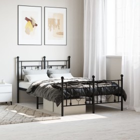 Bed frame with headboard and footboard black metal 120x190 cm by , Beds and slatted bases - Ref: Foro24-374354, Price: 106,99...