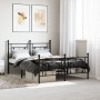 Black metal headboard and footboard bed frame 135x190 cm by , Beds and slatted bases - Ref: Foro24-374356, Price: 116,66 €, D...