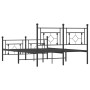 Black metal headboard and footboard bed frame 135x190 cm by , Beds and slatted bases - Ref: Foro24-374356, Price: 116,66 €, D...