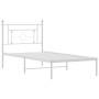 Metal bed frame with white headboard 100x190 cm by , Beds and slatted bases - Ref: Foro24-374382, Price: 66,80 €, Discount: %