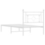 Estructura de cama de metal con cabecero blanco 100x190 cm de , Camas y somieres - Ref: Foro24-374382, Precio: 65,99 €, Descu...