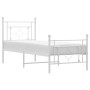 Metal bed frame with headboard and footboard white 75x190 cm by , Beds and slatted bases - Ref: Foro24-374396, Price: 69,13 €...