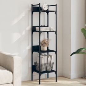 4-shelf black engineered wood bookcase 35x30x138.5 cm by , Bookcases and shelves - Ref: Foro24-838848, Price: 46,16 €, Discou...