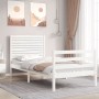 Estructura de cama individual con cabecero madera maciza blanco de , Camas y somieres - Ref: Foro24-3194987, Precio: 127,51 €...