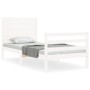 Estructura de cama individual con cabecero madera maciza blanco de , Camas y somieres - Ref: Foro24-3194987, Precio: 127,51 €...