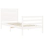 Estructura de cama individual con cabecero madera maciza blanco de , Camas y somieres - Ref: Foro24-3194987, Precio: 127,51 €...