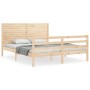 Estructura de cama de matrimonio con cabecero madera maciza de , Camas y somieres - Ref: Foro24-3195031, Precio: 183,99 €, De...