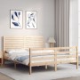 Estructura de cama de matrimonio con cabecero madera maciza de , Camas y somieres - Ref: Foro24-3195031, Precio: 183,99 €, De...