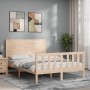 Bed frame with solid wood headboard 120x200 cm by , Beds and slatted bases - Ref: Foro24-3192746, Price: 141,99 €, Discount: %