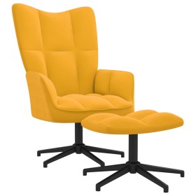 Silla de relajación con reposapiés terciopelo amarillo mostaza de , Sillones - Ref: Foro24-328113, Precio: 155,99 €, Descuent...