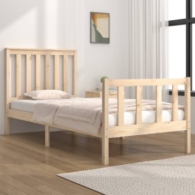 Solid pine wood bed frame 75x190 cm by , Beds and slatted bases - Ref: Foro24-3103868, Price: 98,34 €, Discount: %