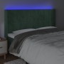 Dark green velvet headboard with LED 203x16x118/128 cm by , Headboards and footboards - Ref: Foro24-3124117, Price: 150,09 €,...