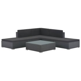 Set muebles de jardín 6 piezas y cojines ratán sintético negro de vidaXL, Conjuntos de jardín - Ref: Foro24-44595, Precio: 66...