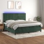 Box spring bed with mattress and LED dark green velvet 200x200cm by , Beds and slatted bases - Ref: Foro24-3136146, Price: 71...