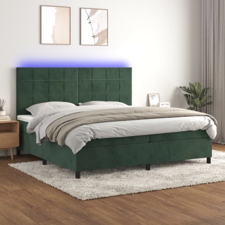 Boxspringbett mit Matratze und LED-Samt in Dunkelgrün, 200 x 200 cm von , Betten und Lattenroste - Ref: Foro24-3136146, Preis...