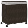 Dirty clothes basket with wheels dark brown rattan 60x35x60.5cm by , Laundry baskets - Ref: Foro24-372040, Price: 73,33 €, Di...