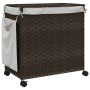 Dirty clothes basket with wheels dark brown rattan 60x35x60.5cm by , Laundry baskets - Ref: Foro24-372040, Price: 73,33 €, Di...