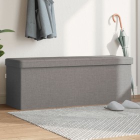 Light Gray Faux Linen Folding Storage Bench by , Benches for halls and storage - Ref: Foro24-374905, Price: 58,38 €, Discount: %