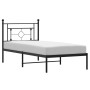 Bed frame with black metal headboard 100x190 cm by , Beds and slatted bases - Ref: Foro24-374333, Price: 66,83 €, Discount: %