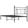 Bed frame with black metal headboard 100x190 cm by , Beds and slatted bases - Ref: Foro24-374333, Price: 66,83 €, Discount: %