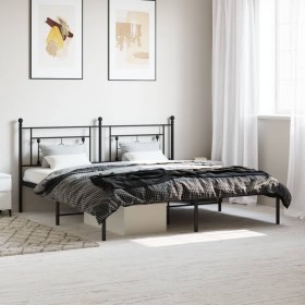 Estructura de cama con cabecero metal negro 183x213 cm de , Camas y somieres - Ref: Foro24-374344, Precio: 95,99 €, Descuento: %