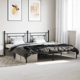 Estructura de cama con cabecero metal negro 200x200 cm de , Camas y somieres - Ref: Foro24-374346, Precio: 122,38 €, Descuent...