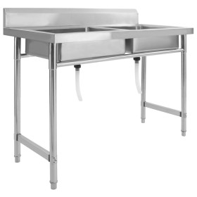 Stainless steel double sink for kitchen by vidaXL, Sinks - Ref: Foro24-144291, Price: 217,86 €, Discount: %