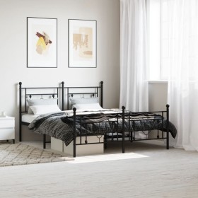 Black metal headboard and footboard bed frame 150x200 cm by , Beds and slatted bases - Ref: Foro24-374359, Price: 118,24 €, D...