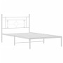 Estructura de cama de metal con cabecero blanco 107x203 cm de , Camas y somieres - Ref: Foro24-374384, Precio: 71,70 €, Descu...