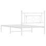 Metal bed frame with white headboard 107x203 cm by , Beds and slatted bases - Ref: Foro24-374384, Price: 71,70 €, Discount: %