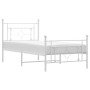 White metal bed frame with headboard and footboard 100x190 cm by , Beds and slatted bases - Ref: Foro24-374400, Price: 76,74 ...