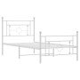 White metal bed frame with headboard and footboard 100x190 cm by , Beds and slatted bases - Ref: Foro24-374400, Price: 76,74 ...