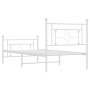 White metal bed frame with headboard and footboard 100x190 cm by , Beds and slatted bases - Ref: Foro24-374400, Price: 76,74 ...