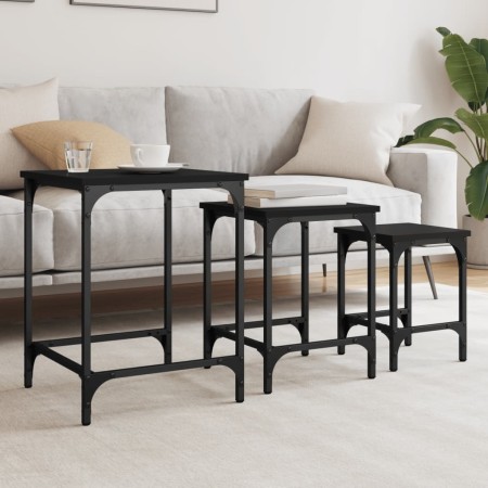 Stackable coffee tables 3 pieces black engineered wood by , Coffee table - Ref: Foro24-838928, Price: 40,03 €, Discount: %