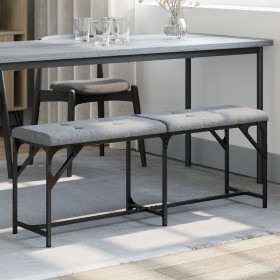 Steel and light gray fabric dining bench 124x32x45 cm by , Dining and kitchen benches - Ref: Foro24-835221, Price: 57,00 €, D...