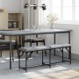 Steel and light gray fabric dining bench 124x32x45 cm by , Dining and kitchen benches - Ref: Foro24-835221, Price: 56,97 €, D...