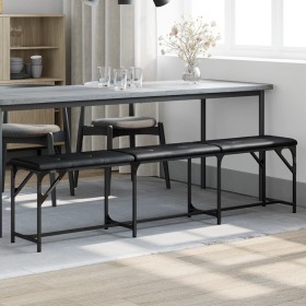 Steel and black synthetic leather dining bench 186x32x45 cm by , Dining and kitchen benches - Ref: Foro24-835223, Price: 81,9...