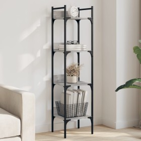 Bookcase with 4 shelves gray Sonoma wood 35x30x138.5 cm by , Bookcases and shelves - Ref: Foro24-838851, Price: 46,99 €, Disc...