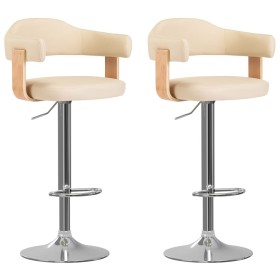 Kitchen stools 2 pcs synthetic leather curved wood cream by , Kitchen stools - Ref: Foro24-327337, Price: 204,04 €, Discount: %